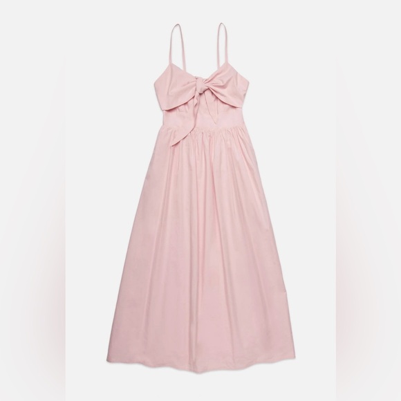 Deluc Padua Pink Poplin Maxi Dress | NWT | Bow Tie V-Neck | Size M - Picture 15 of 16